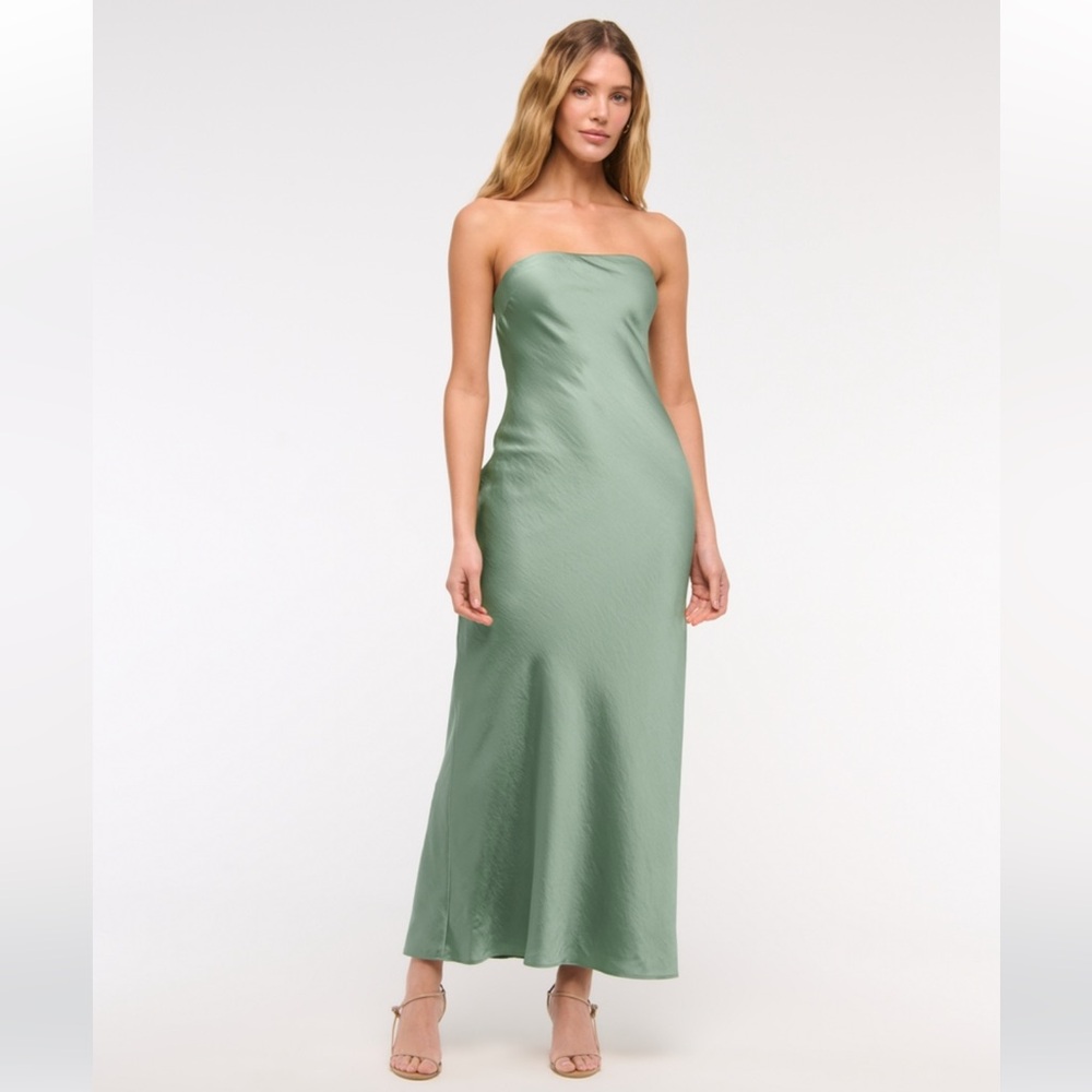 Abercrombie & Fitch Sage Green Strapless Maxi Dress